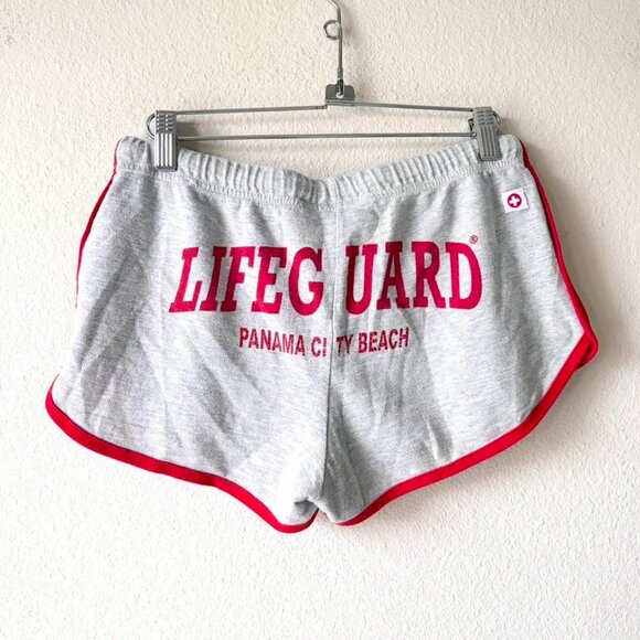 Lifeguard gray and red mini shorts women's Large - Picture 1 of 3